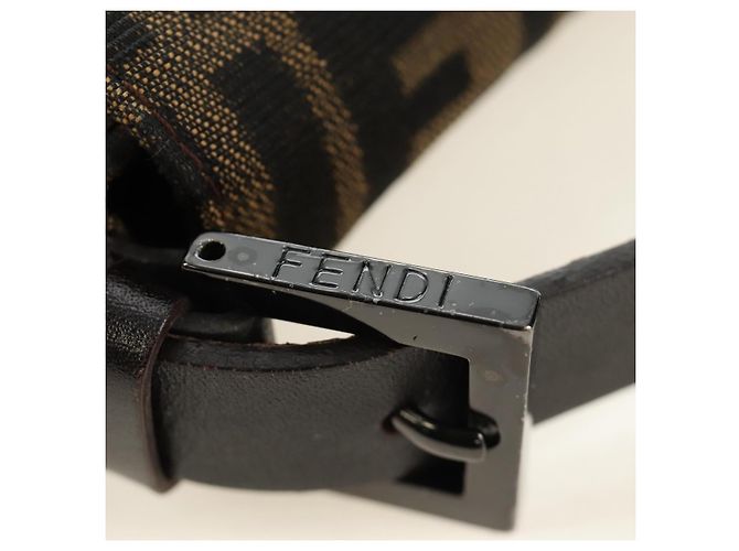 FENDI Zucca Canvas Mamma Baguette Shoulder Bag Black Brown Auth 189272V Marrone Nero - vista 15
