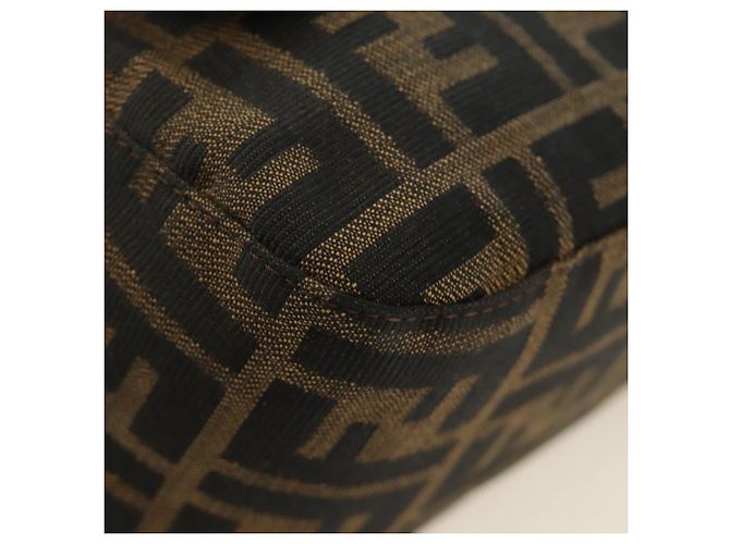 FENDI Zucca Canvas Mamma Baguette Shoulder Bag Black Brown Auth 189272V Marrone Nero - vista 17