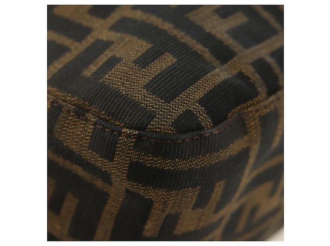 FENDI Zucca Canvas Mamma Baguette Shoulder Bag Black Brown Auth 189272V Marrone Nero - vista 19