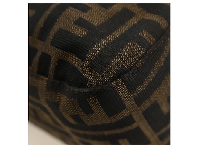 FENDI Zucca Canvas Mamma Baguette Shoulder Bag Black Brown Auth 189272V Marrone Nero - vista 20