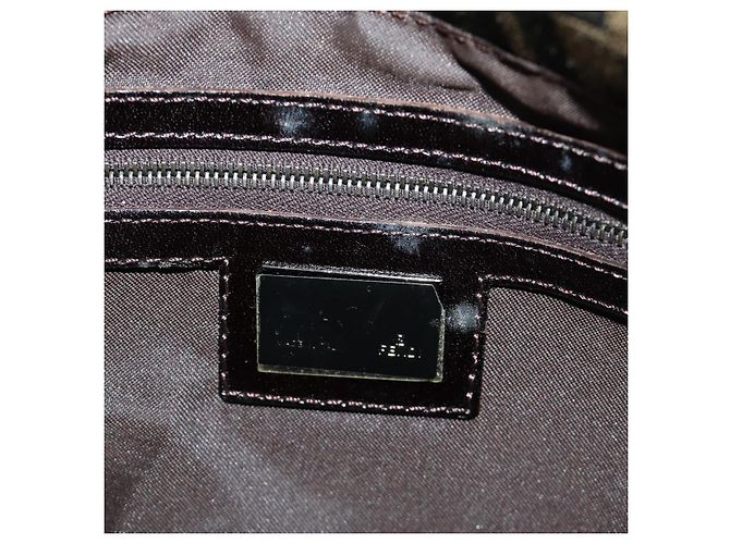 FENDI Zucca Canvas Mamma Baguette Shoulder Bag Black Brown Auth 189272V Marrone Nero - vista 23
