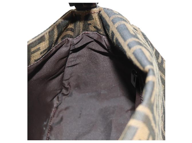 FENDI Zucca Canvas Mamma Baguette Shoulder Bag Black Brown Auth 189272V Marrone Nero - vista 25