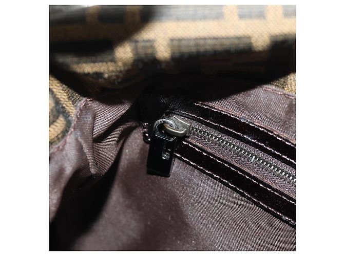 FENDI Zucca Canvas Mamma Baguette Shoulder Bag Black Brown Auth 189272V Marrone Nero - vista 26
