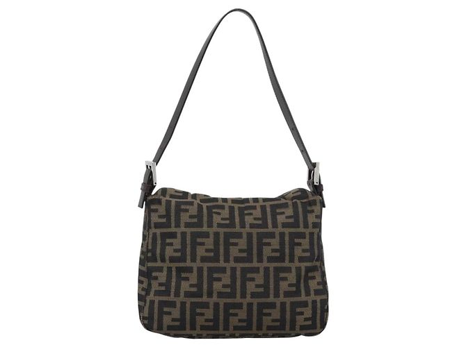 FENDI Zucca Canvas Mamma Baguette Shoulder Bag Marrone Nero Autentica 190254A - vista 2