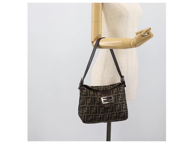 FENDI Zucca Canvas Mamma Baguette Shoulder Bag Marrone Nero Autentica 190254A - vista 22