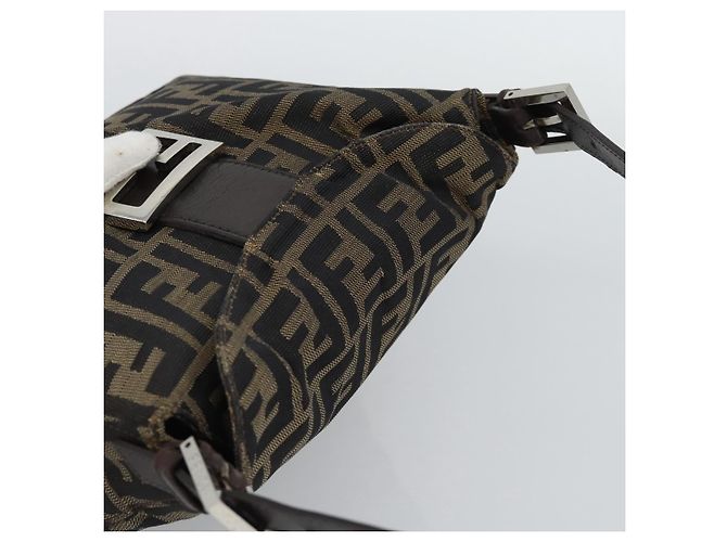 FENDI Zucca Canvas Mamma Baguette Shoulder Bag Marrone Nero Autentica 190254A - vista 6