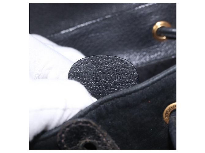 Mochila GUCCI Bamboo de ante negro y oro 003 1705 0030 Auth bs35670A Dorado - vista 12