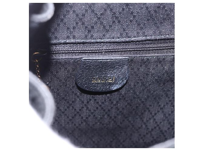 Mochila GUCCI Bamboo de ante negro y oro 003 1705 0030 Auth bs35670A Dorado - vista 23