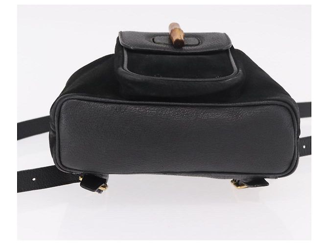 Mochila GUCCI Bamboo de ante negro y oro 003 1705 0030 Auth bs35670A Dorado - vista 5
