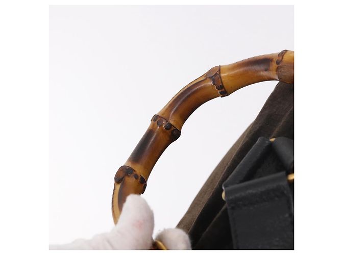 GUCCI Bamboo Rucksack Wildleder Marineblau Gold 003 2058 0016 Auth mr2566 Golden - vista 14