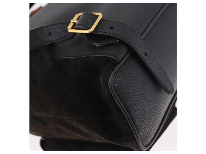 GUCCI Bamboo Rucksack Wildleder Marineblau Gold 003 2058 0016 Auth mr2566 Golden - vista 18