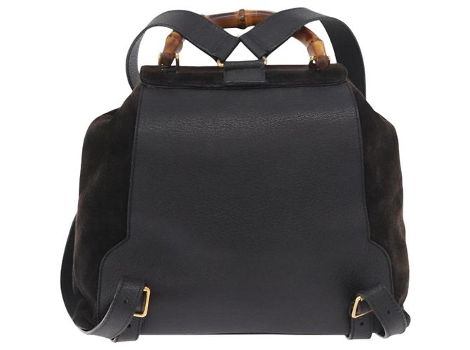 GUCCI Bamboo Rucksack Wildleder Marineblau Gold 003 2058 0016 Auth mr2566 Golden - vista 2