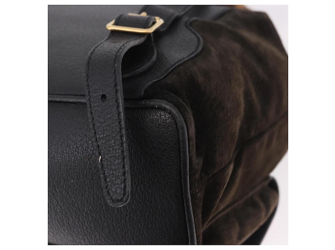 GUCCI Bamboo Rucksack Wildleder Marineblau Gold 003 2058 0016 Auth mr2566 Golden - vista 9