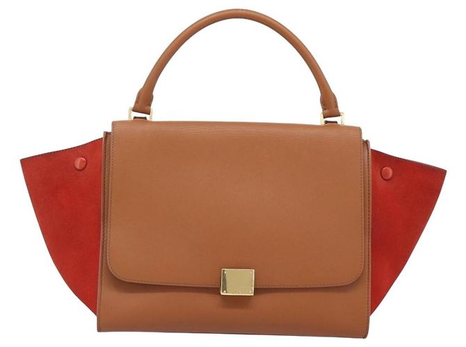 Céline Borsa CELINE Trapeze in pelle 2way Marrone Oro Auth 189874A D'oro - vista 13