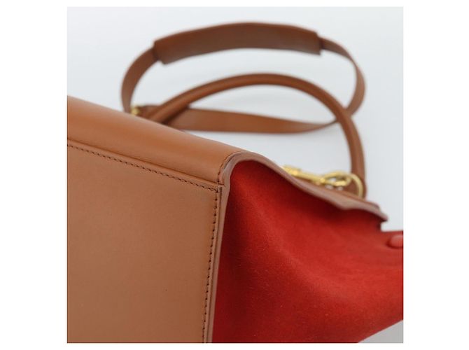 Céline Borsa CELINE Trapeze in pelle 2way Marrone Oro Auth 189874A D'oro - vista 17
