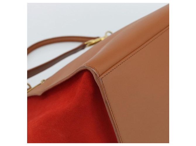 Céline Borsa CELINE Trapeze in pelle 2way Marrone Oro Auth 189874A D'oro - vista 18