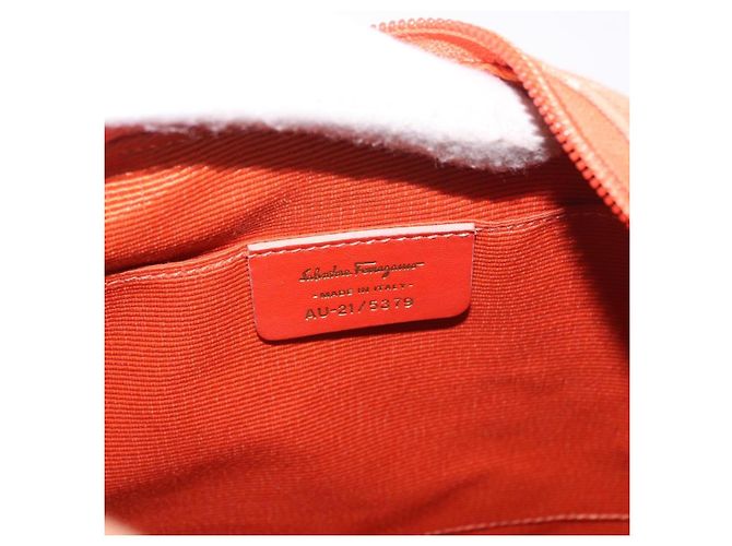 Borsa a tracolla Salvatore Ferragamo Gancini Canvas Orange Gold Auth BA13723V D'oro Arancione - vista 11
