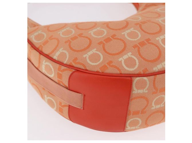 Borsa a tracolla Salvatore Ferragamo Gancini Canvas Orange Gold Auth BA13723V D'oro Arancione - vista 14