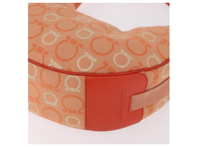 Borsa a tracolla Salvatore Ferragamo Gancini Canvas Orange Gold Auth BA13723V D'oro Arancione - vista 15