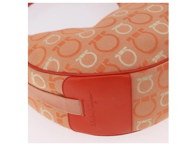 Borsa a tracolla Salvatore Ferragamo Gancini Canvas Orange Gold Auth BA13723V D'oro Arancione - vista 16