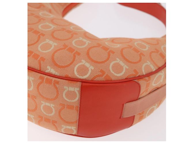 Borsa a tracolla Salvatore Ferragamo Gancini Canvas Orange Gold Auth BA13723V D'oro Arancione - vista 17