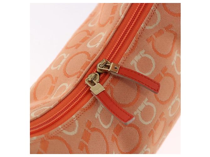 Borsa a tracolla Salvatore Ferragamo Gancini Canvas Orange Gold Auth BA13723V D'oro Arancione - vista 18