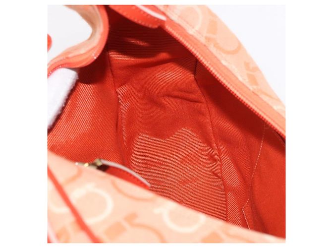 Borsa a tracolla Salvatore Ferragamo Gancini Canvas Orange Gold Auth BA13723V D'oro Arancione - vista 20