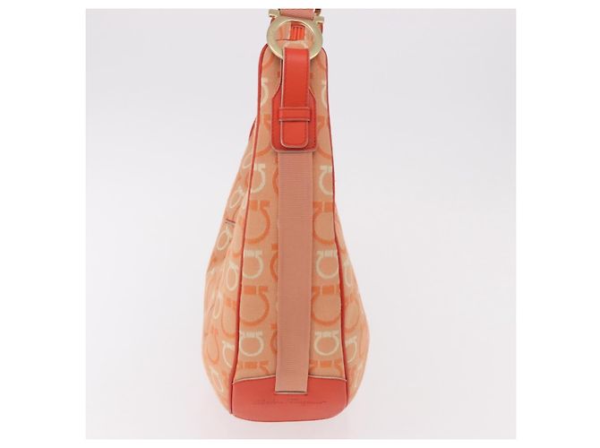 Borsa a tracolla Salvatore Ferragamo Gancini Canvas Orange Gold Auth BA13723V D'oro Arancione - vista 3