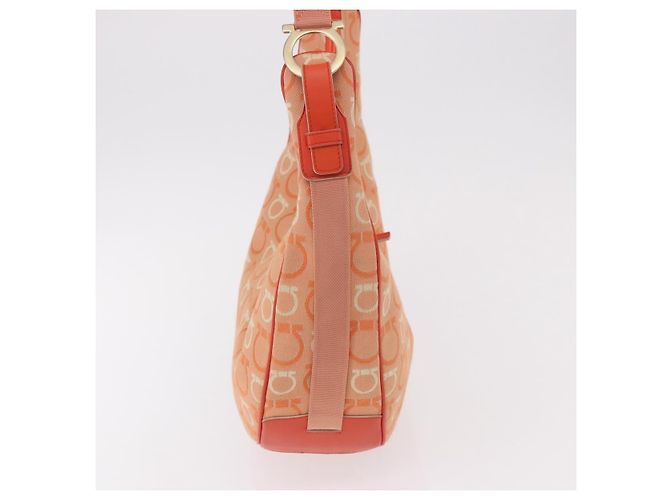 Borsa a tracolla Salvatore Ferragamo Gancini Canvas Orange Gold Auth BA13723V D'oro Arancione - vista 4