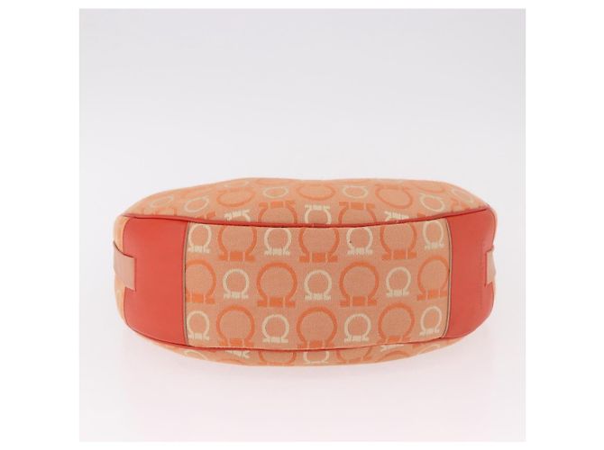 Borsa a tracolla Salvatore Ferragamo Gancini Canvas Orange Gold Auth BA13723V D'oro Arancione - vista 5