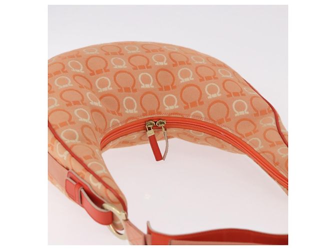 Borsa a tracolla Salvatore Ferragamo Gancini Canvas Orange Gold Auth BA13723V D'oro Arancione - vista 6