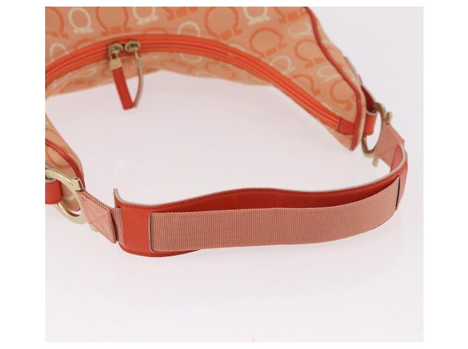 Borsa a tracolla Salvatore Ferragamo Gancini Canvas Orange Gold Auth BA13723V D'oro Arancione - vista 7