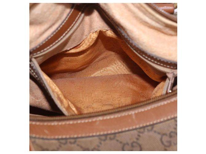 Borsa Boston GUCCI GG Canvas Beige Oro Autentica ka5051 D'oro - vista 11