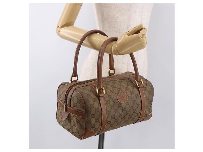 Borsa Boston GUCCI GG Canvas Beige Oro Autentica ka5051 D'oro - vista 24