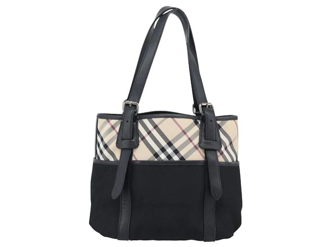 BURBERRY Nova Check Tote Bag Canvas Beige Silver Auth 189960A Silber - Ansicht 2