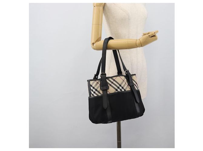 BURBERRY Nova Check Tote Bag Canvas Beige Silver Auth 189960A Silber - Ansicht 23