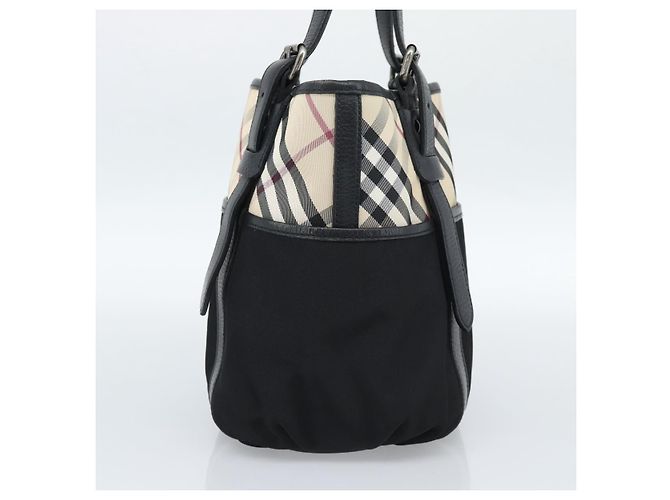 BURBERRY Nova Check Tote Bag Canvas Beige Silver Auth 189960A Silber - Ansicht 3