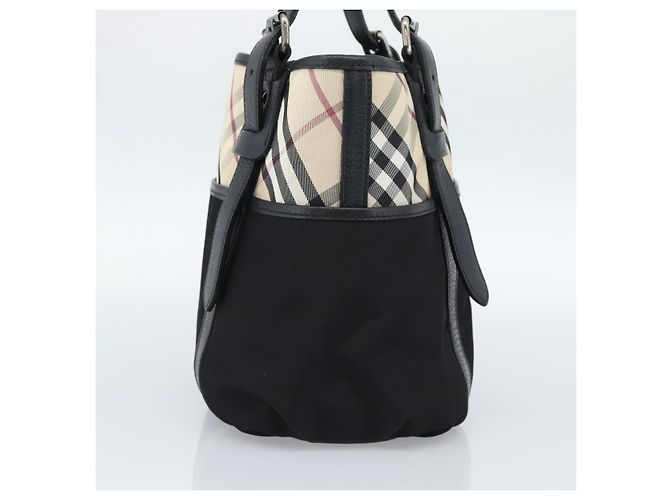 BURBERRY Nova Check Tote Bag Canvas Beige Silver Auth 189960A Silber - Ansicht 4