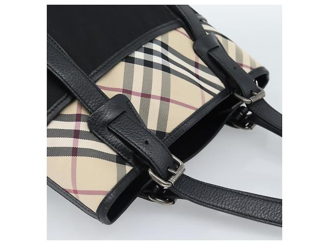BURBERRY Nova Check Tote Bag Canvas Beige Silver Auth 189960A Silber - Ansicht 6