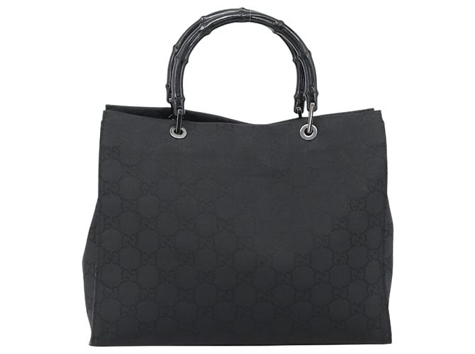 Borsa GUCCI GG Canvas Bamboo Nylon Nero Argento 002 1010 Auth ep15037 - vista 13