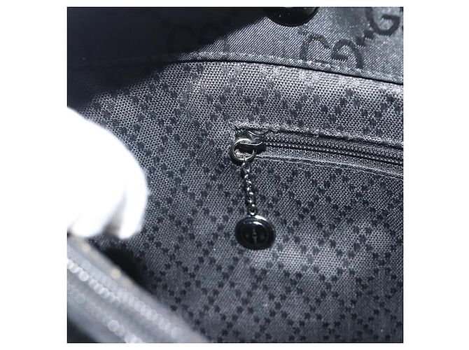 Borsa GUCCI GG Canvas Bamboo Nylon Nero Argento 002 1010 Auth ep15037 - vista 19