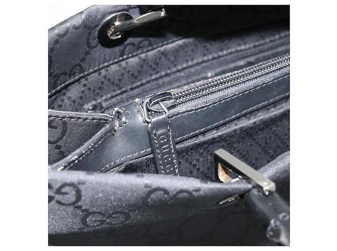 Borsa GUCCI GG Canvas Bamboo Nylon Nero Argento 002 1010 Auth ep15037 - vista 21
