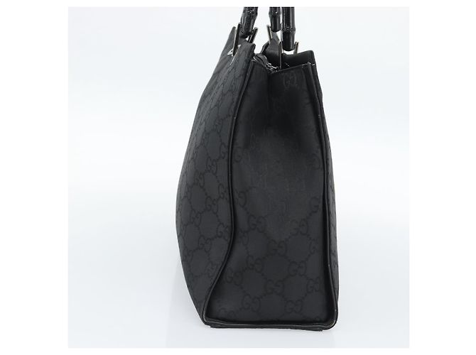 Borsa GUCCI GG Canvas Bamboo Nylon Nero Argento 002 1010 Auth ep15037 - vista 3