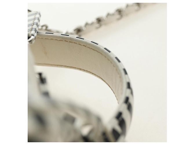 CHANEL CC Figley Matelasse Chain Bag Caviar Skin White Silver CC Auth 189075SM Argento Bianco - vista 15