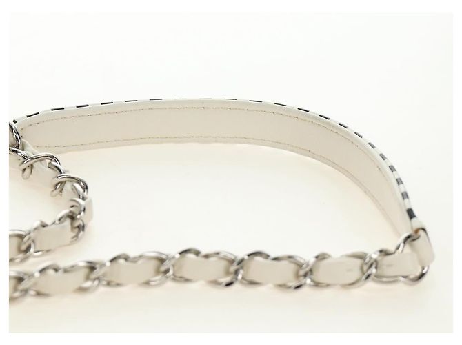 CHANEL CC Figley Matelasse Chain Bag Caviar Skin White Silver CC Auth 189075SM Argento Bianco - vista 17