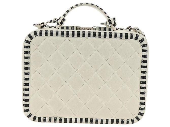 CHANEL CC Figley Matelasse Chain Bag Caviar Skin White Silver CC Auth 189075SM Argento Bianco - vista 2
