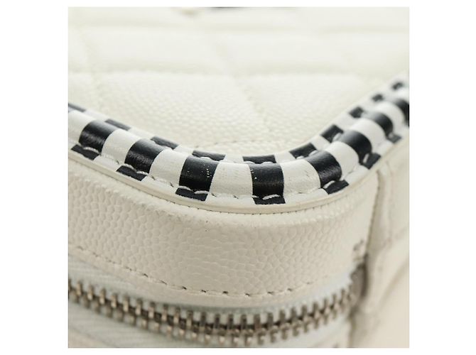 CHANEL CC Figley Matelasse Chain Bag Caviar Skin White Silver CC Auth 189075SM Argento Bianco - vista 20