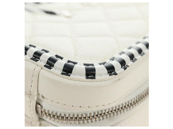 CHANEL CC Figley Matelasse Chain Bag Caviar Skin White Silver CC Auth 189075SM Argento Bianco - vista 21