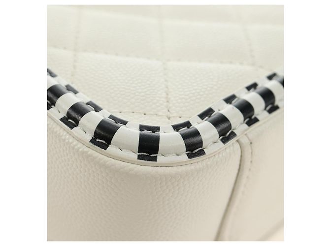 CHANEL CC Figley Matelasse Chain Bag Caviar Skin White Silver CC Auth 189075SM Argento Bianco - vista 22
