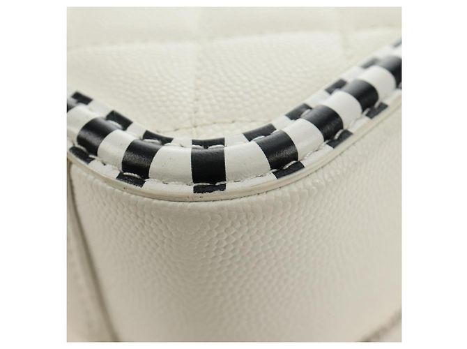CHANEL CC Figley Matelasse Chain Bag Caviar Skin White Silver CC Auth 189075SM Argento Bianco - vista 23